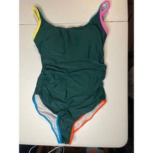 popvil Women's One Piece Swimsuits, dark green, M